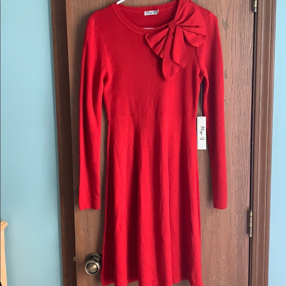 Eliza J Red Bow Sweater Dress